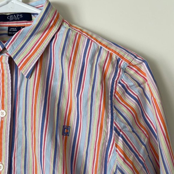 Women's CHAPS Colorful Striped Button Up Shirt size Small - Picture 3 of 8